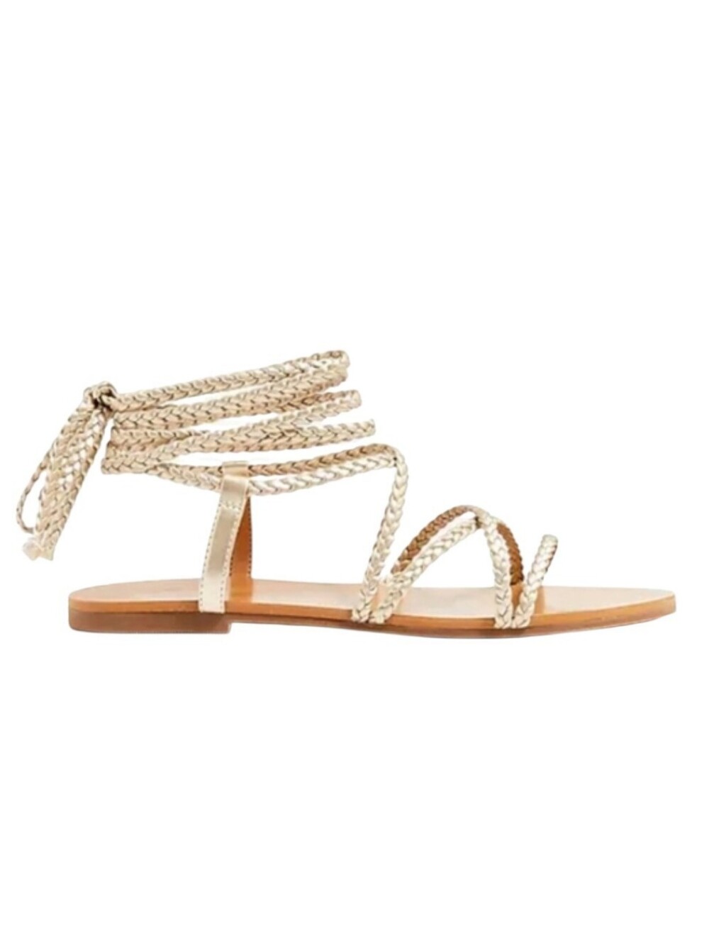 J. Crew Factory Braided Ankle Wrap Sandals in Metallic Gold